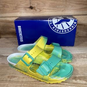 Birkenstock Yellow and Green Sandals with Cushioned Footbed